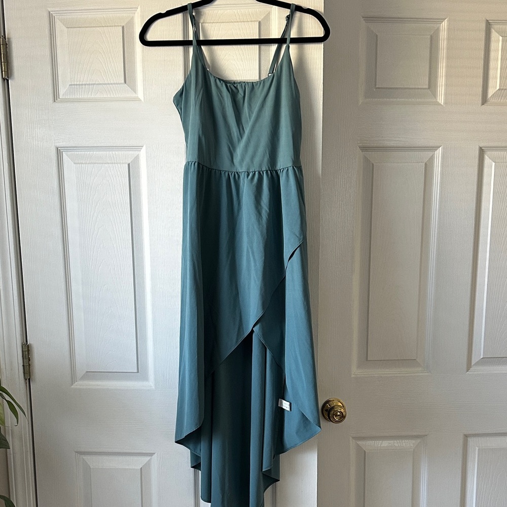 HALARA Teal High-Low Slip Dress
